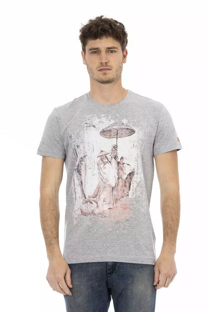 Trussardi Action Graues Baumwoll-T-Shirt für Herren
