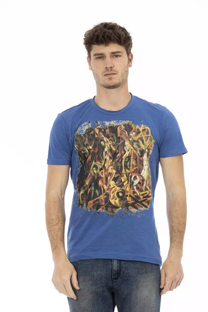 Trussardi Action Blaues Herren-T-Shirt aus Baumwolle