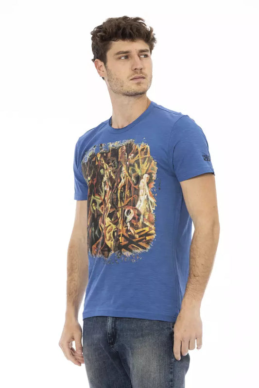 Trussardi Action Blaues Herren-T-Shirt aus Baumwolle