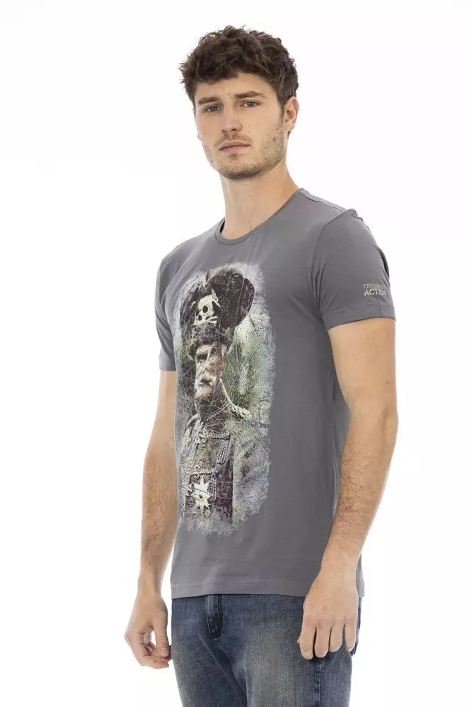 Trussardi Action Graues Baumwoll-T-Shirt für Herren