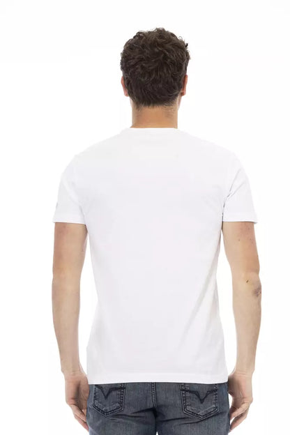 Trussardi Action Sleek – Weißes T-Shirt aus Baumwollmischung mit Grafik auf der Vorderseite