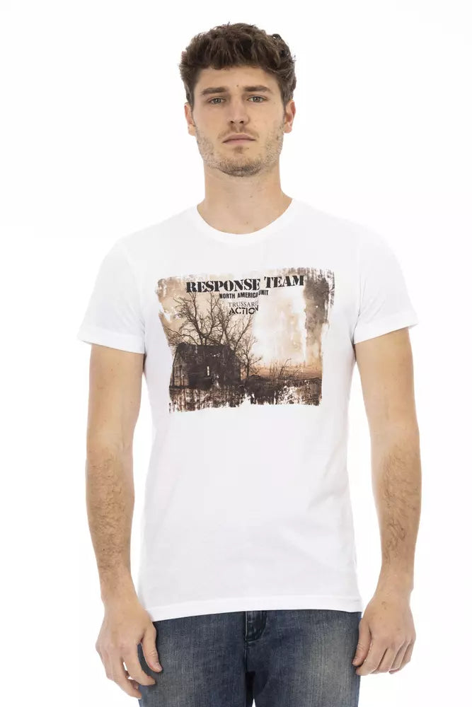 Trussardi Action Herren-T-Shirt aus weißer Baumwolle