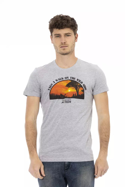 Trussardi Action Graues Baumwoll-T-Shirt für Herren