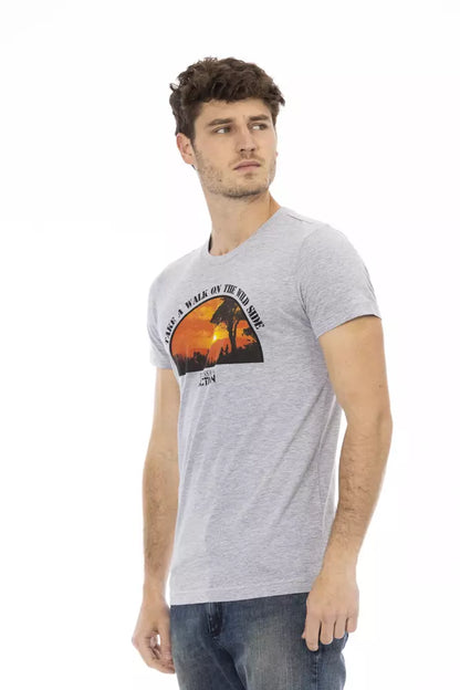 Trussardi Action Graues Baumwoll-T-Shirt für Herren