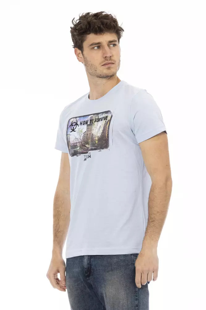Trussardi Action Hellblaues Herren-T-Shirt aus Baumwolle