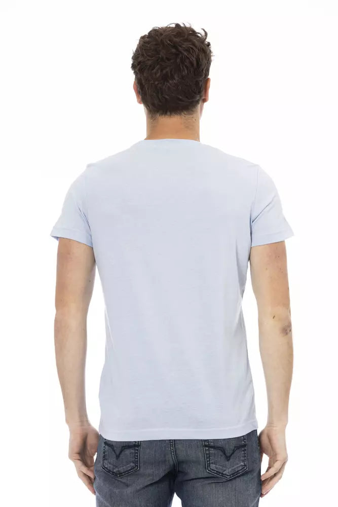 Trussardi Action Hellblaues Herren-T-Shirt aus Baumwolle