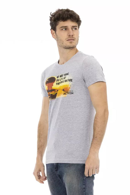 Trussardi Action Graues Baumwoll-T-Shirt für Herren