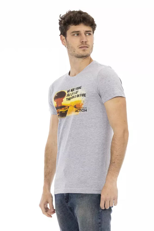 Trussardi Action Graues Baumwoll-T-Shirt für Herren