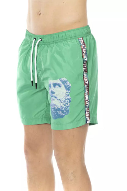 Bikkembergs Grüne Polyester Herren Badeshorts