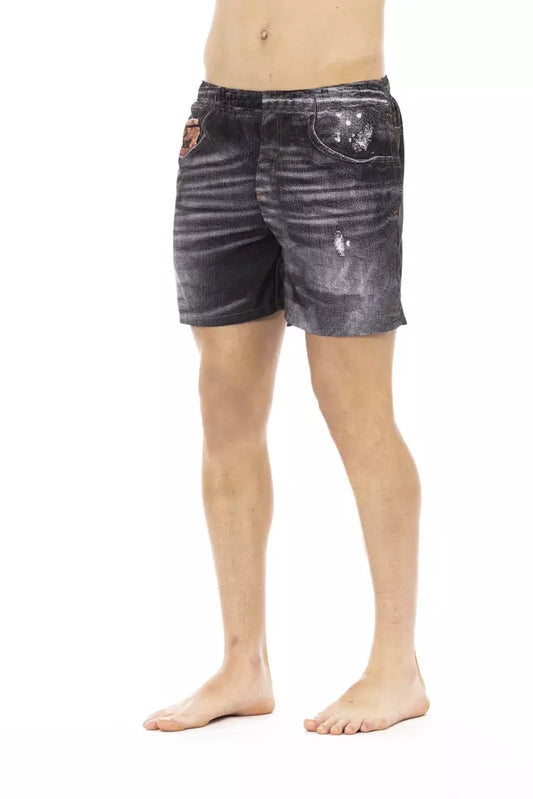 Just Cavalli Schwarze Badeshorts für Herren aus Polyester