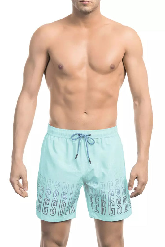 Bikkembergs Hellblaue Polyester-Badeshorts für Herren
