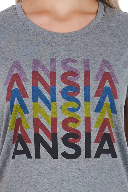 Frankie Morello Graues Baumwoll-T-Shirt für Damen