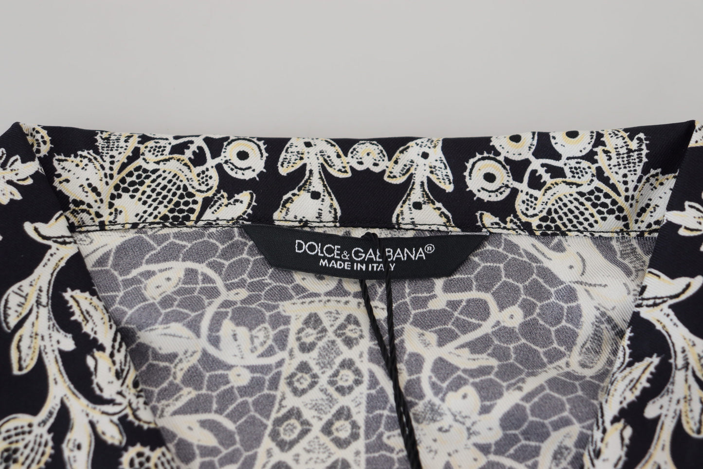 Dolce &amp; Gabbana Blaues Seiden-Freizeithemd mit Blumenmuster und Barock-Muster