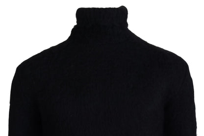 Dolce &amp; Gabbana Schwarz Gold Rollkragenpullover Mohair Pullover Herren Pullover