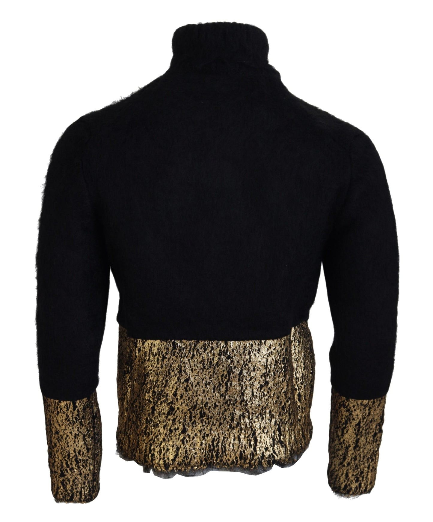 Dolce &amp; Gabbana Schwarz Gold Rollkragenpullover Mohair Pullover Herren Pullover