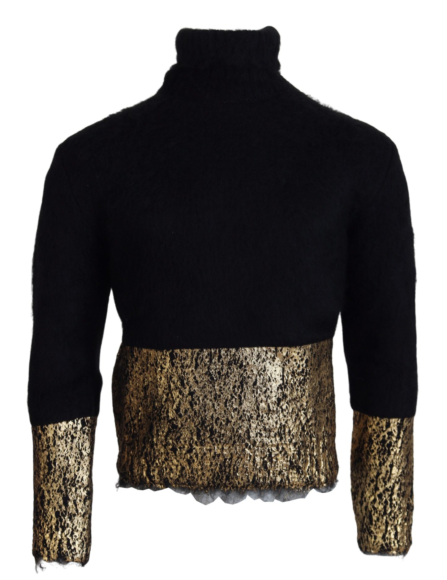 Dolce &amp; Gabbana Schwarz Gold Rollkragenpullover Mohair Pullover Herren Pullover