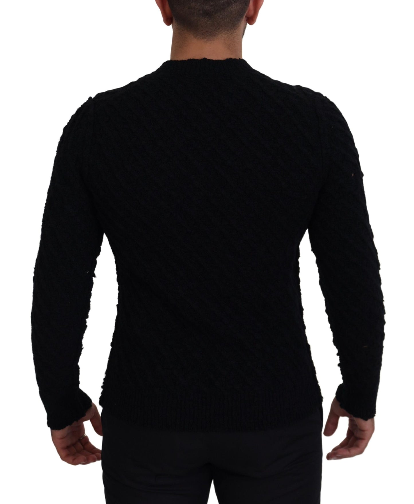 Dolce &amp; Gabbana Schwarzer Strickpullover aus Wolle mit V-Ausschnitt