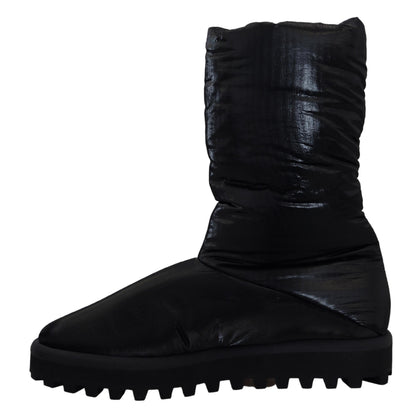 Dolce &amp; Gabbana – Schwarze, gepolsterte Winterschuhe mit Wadenmitte