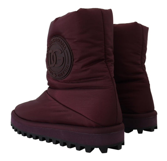 Dolce &amp; Gabbana Bordeaux Nylon Stiefel Gepolsterte Halbschuhe
