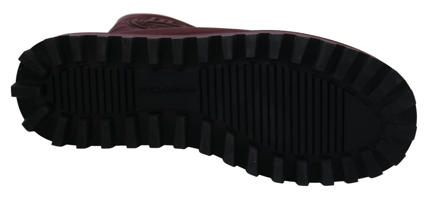 Dolce &amp; Gabbana Bordeaux Nylon Stiefel Gepolsterte Halbschuhe
