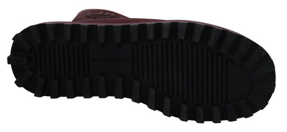 Dolce &amp; Gabbana Bordeaux Nylon Stiefel Gepolsterte Halbschuhe