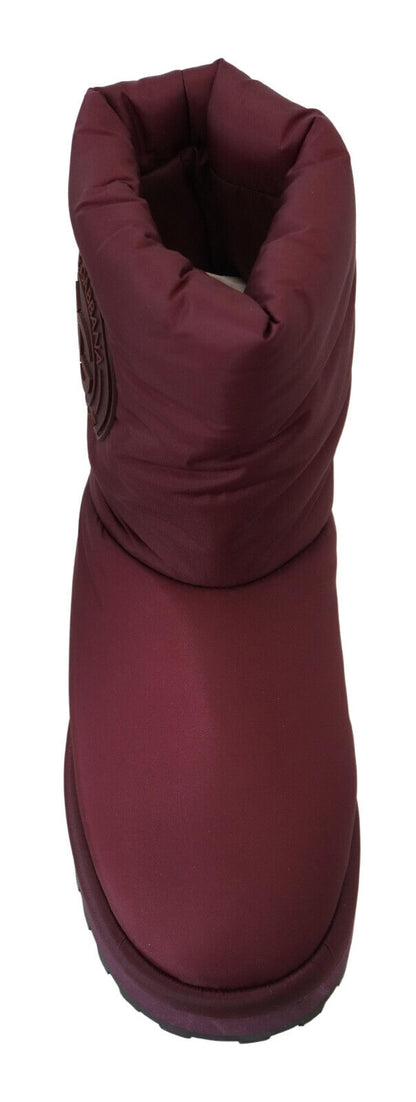 Dolce &amp; Gabbana Bordeaux Nylon Stiefel Gepolsterte Halbschuhe