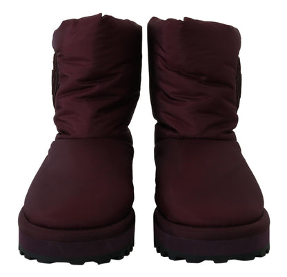 Dolce &amp; Gabbana Bordeaux Nylon Stiefel Gepolsterte Halbschuhe