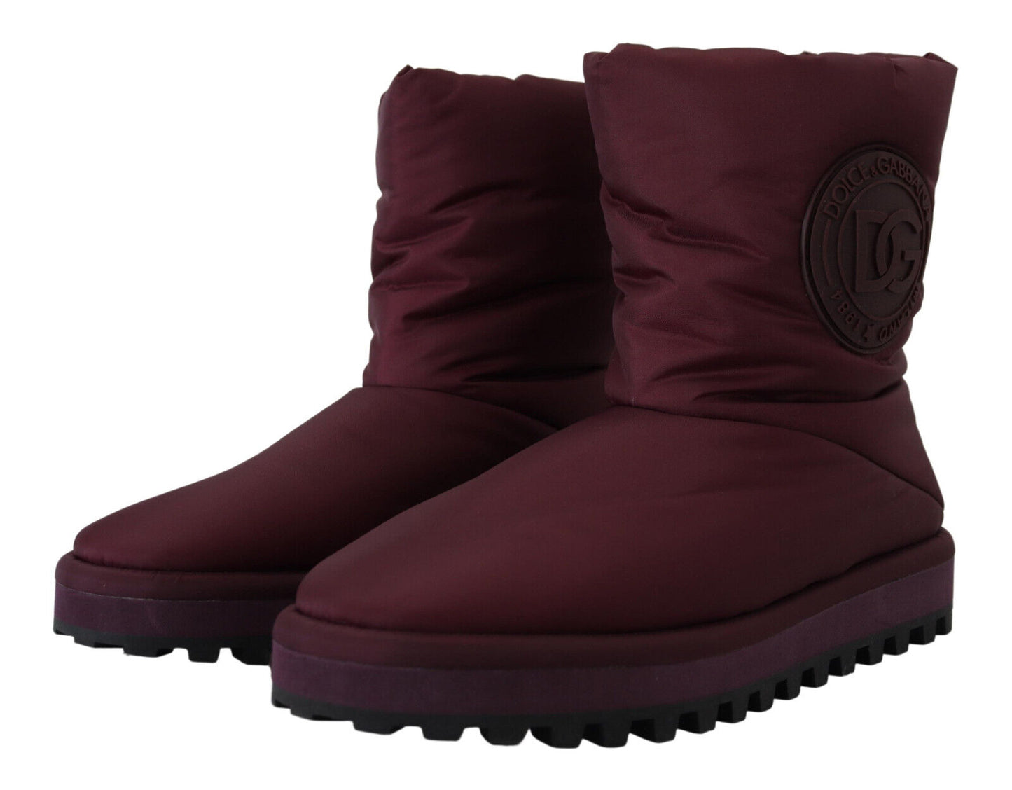 Dolce &amp; Gabbana Bordeaux Nylon Stiefel Gepolsterte Halbschuhe