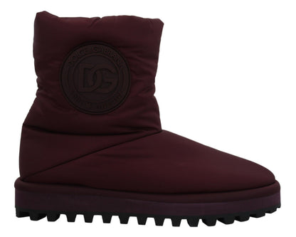 Dolce &amp; Gabbana Bordeaux Nylon Stiefel Gepolsterte Halbschuhe