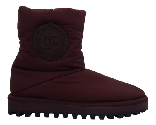 Dolce &amp; Gabbana Bordeaux Nylon Stiefel Gepolsterte Halbschuhe