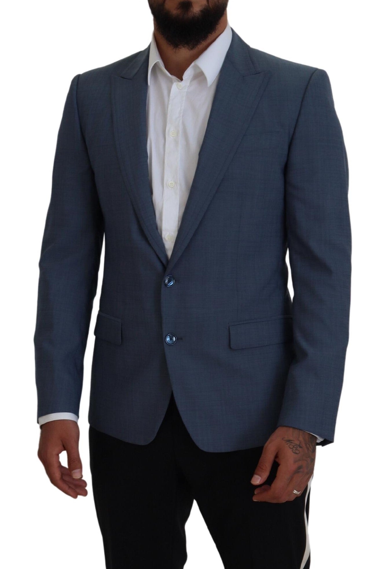 Dolce &amp; Gabbana – Blauer Slim Fit-Blazer aus Wollstretch