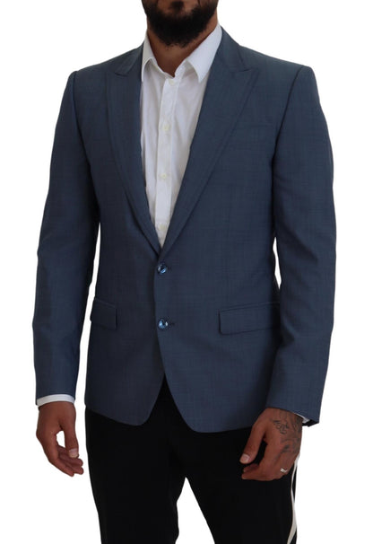 Dolce &amp; Gabbana – Blauer Slim Fit-Blazer aus Wollstretch