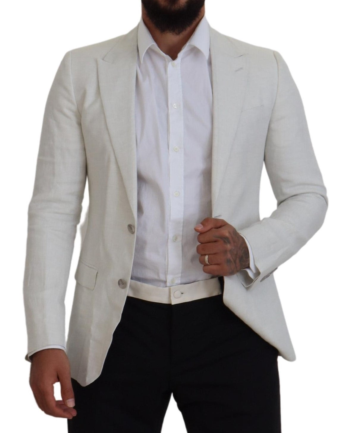 Dolce &amp; Gabbana – Slim Fit-Blazer aus weißem Leinen