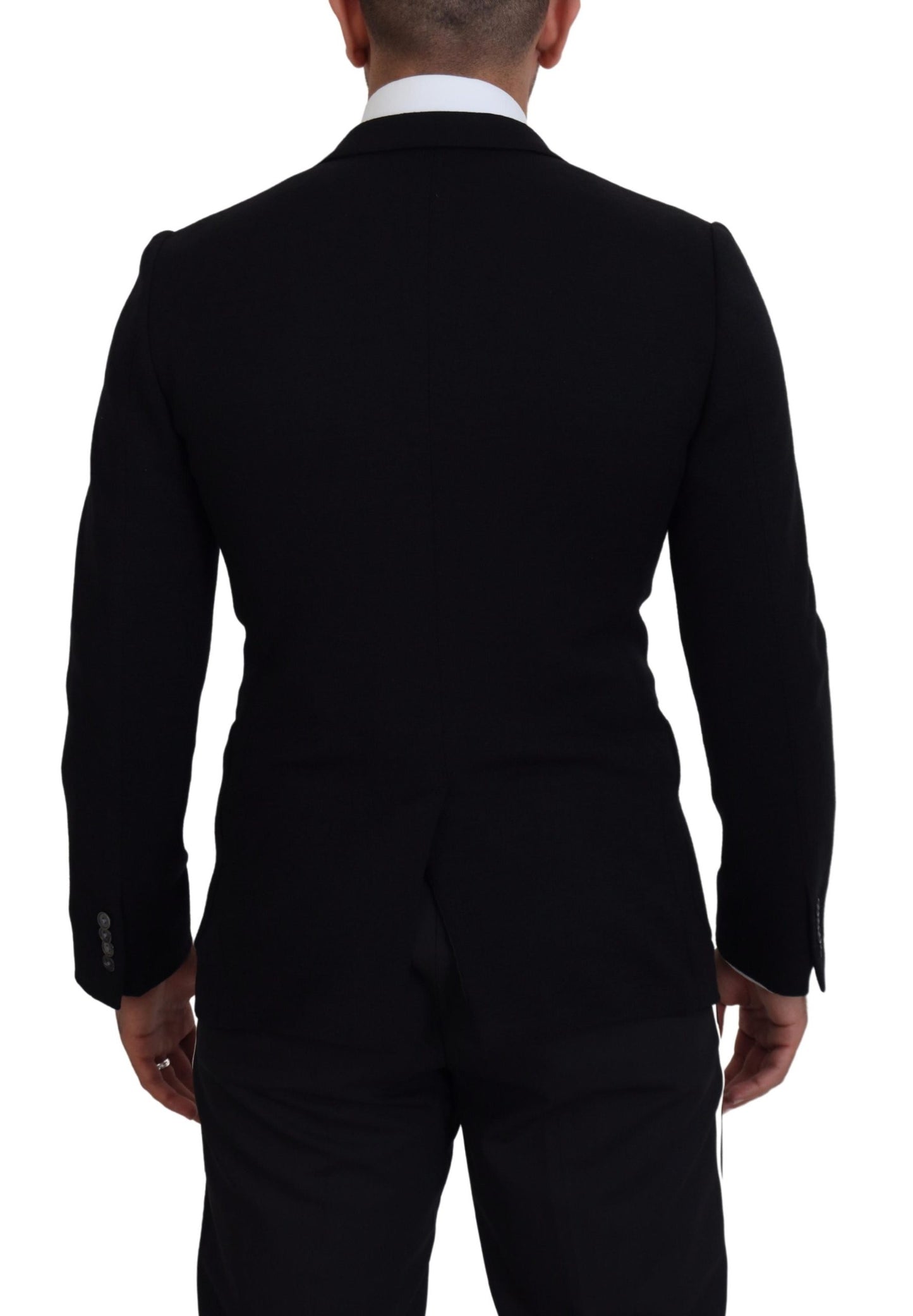 Dolce &amp; Gabbana – Schwarzer Blazer mit schmaler Passform aus Wolle mit Krone