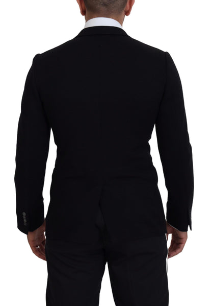 Dolce &amp; Gabbana – Schwarzer Blazer mit schmaler Passform aus Wolle mit Krone