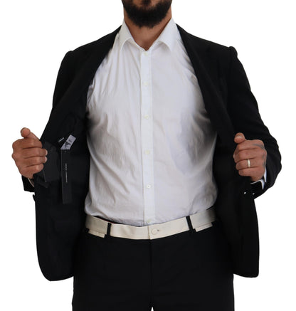 Dolce &amp; Gabbana – Schwarzer Blazer mit schmaler Passform aus Wolle mit Krone