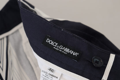 Dolce &amp; Gabbana – Weiße, gestreifte Cropped-Hose aus Baumwolle