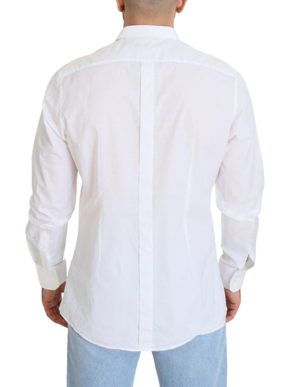 Dolce &amp; Gabbana – Slim Fit – Weißes, formelles Hemd aus Baumwolle in GOLD