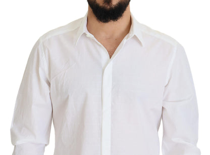 Dolce &amp; Gabbana – Slim Fit – Weißes, formelles Hemd aus Baumwolle in GOLD