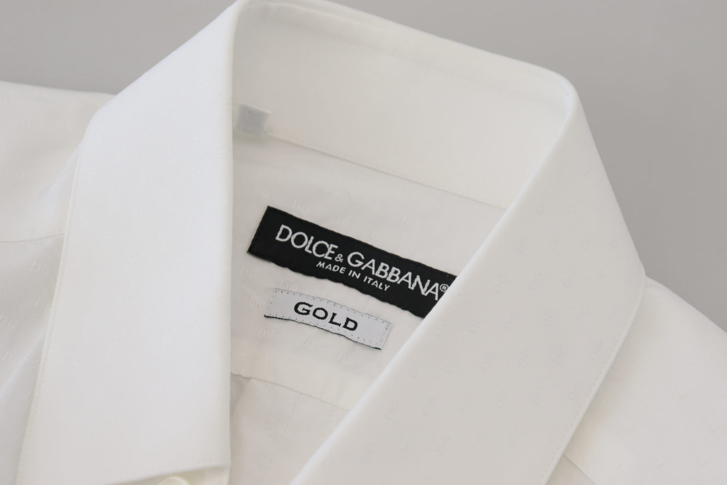 Dolce &amp; Gabbana – Slim Fit – Weißes, formelles Hemd aus Baumwolle in GOLD