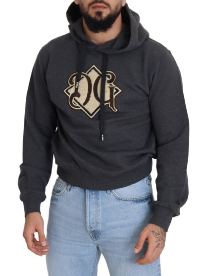 Dolce &amp; Gabbana Graues Logo-Sweatshirt aus Baumwolle mit Kapuze