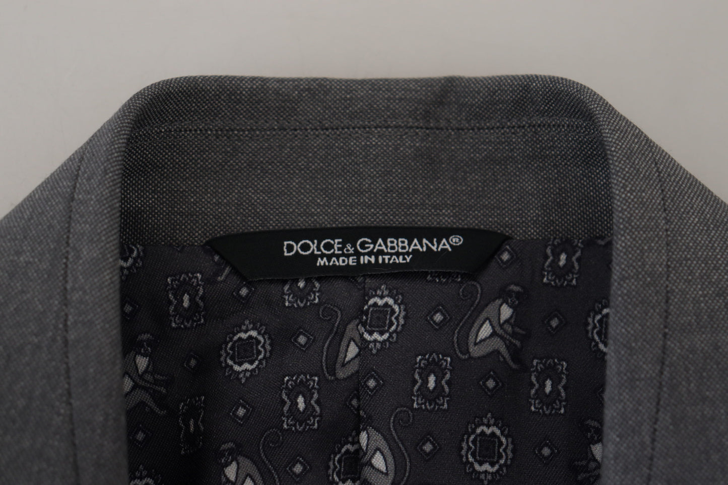 Dolce &amp; Gabbana – Slim Fit-Jackenblazer aus grauer Wolle und Seide
