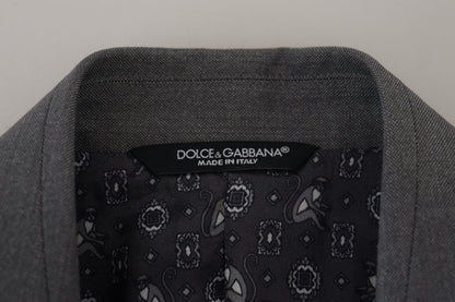 Dolce &amp; Gabbana – Slim Fit-Jackenblazer aus grauer Wolle und Seide