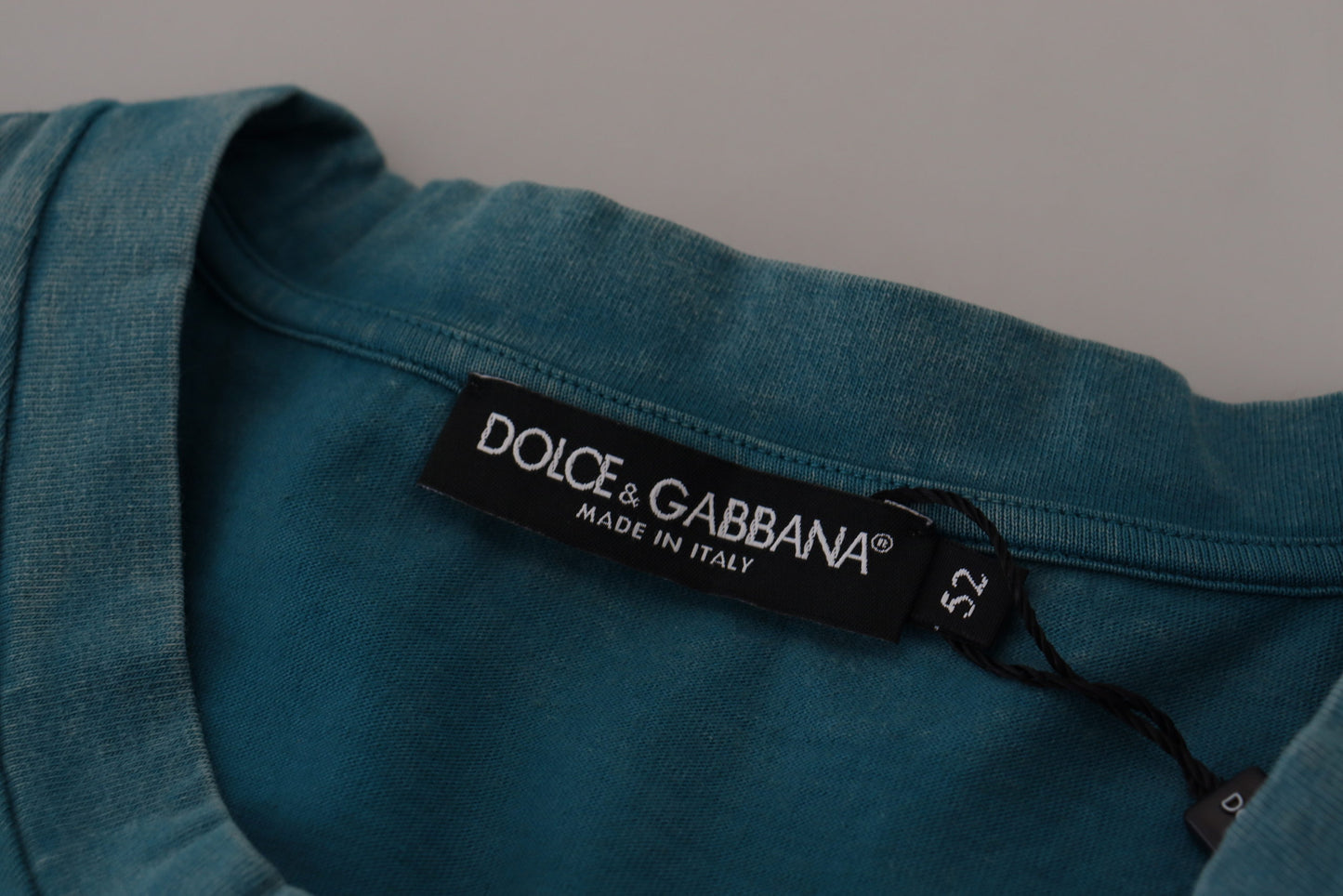 Dolce &amp; Gabbana – Blaues Baumwoll-T-Shirt mit Rundhalsausschnitt und Logo-Print