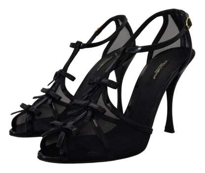 Dolce &amp; Gabbana Schwarze Stiletto High Heels Sandalen Schuhe