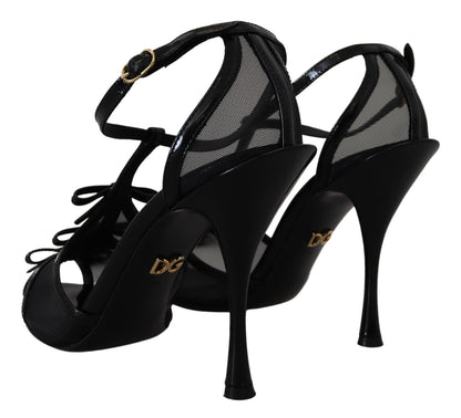 Dolce &amp; Gabbana Schwarze Stiletto High Heels Sandalen Schuhe