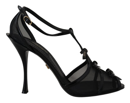 Dolce &amp; Gabbana Schwarze Stiletto High Heels Sandalen Schuhe