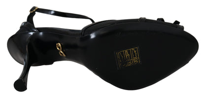 Dolce &amp; Gabbana Schwarze Stiletto High Heels Sandalen Schuhe