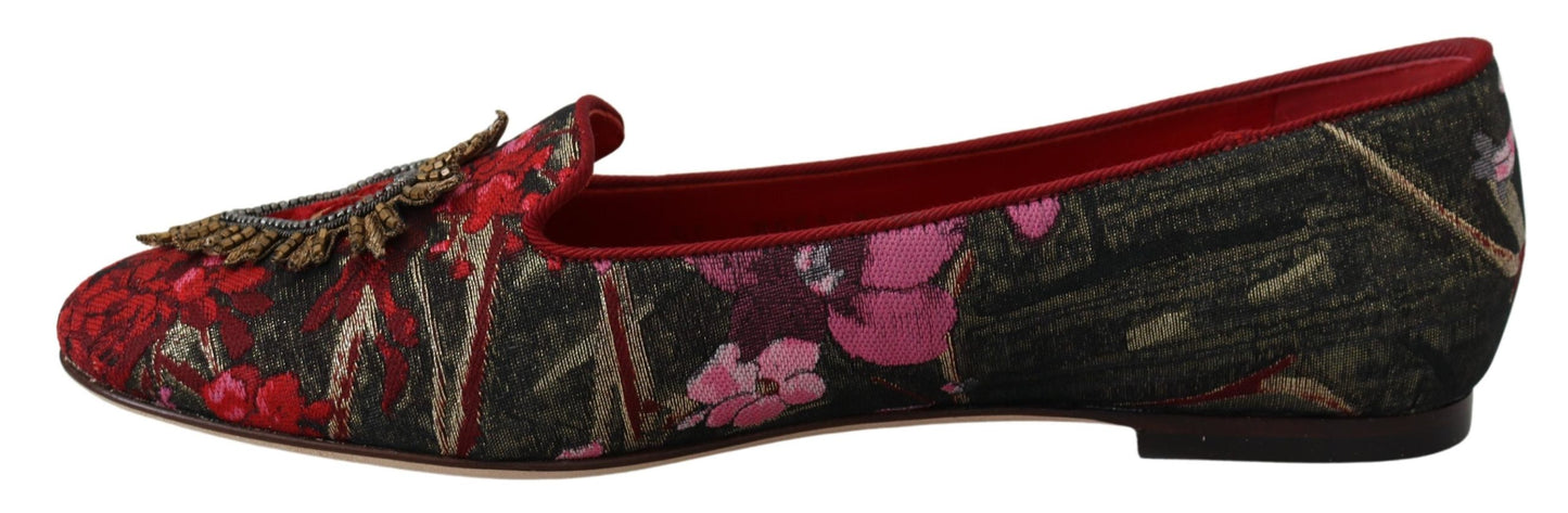 Dolce &amp; Gabbana – Slipper mit mehrfarbigem Jacquard-Aufnäher „Sacred Heart“