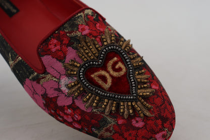 Dolce &amp; Gabbana – Slipper mit mehrfarbigem Jacquard-Aufnäher „Sacred Heart“